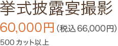 挙式披露宴撮影 60,000円（税込66,000円） 500カット以上