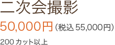 二次会撮影 50,000円（税込55,000円） 200カット以上